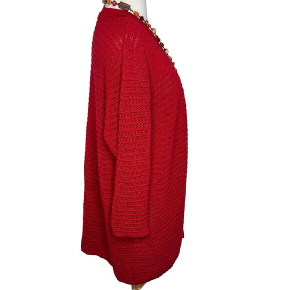 Chico's Travelers Collection Cardigan 3 Red Textured Open Front 3/4 Sleeve‎ XL - Picture 4 of 6